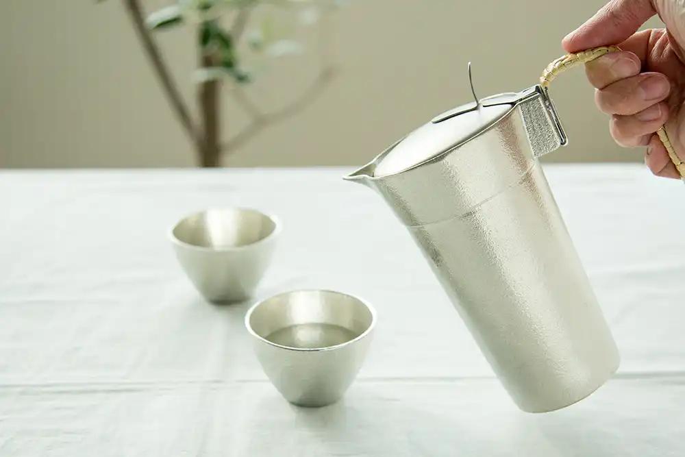 能作純錫附蓋暖酒壺