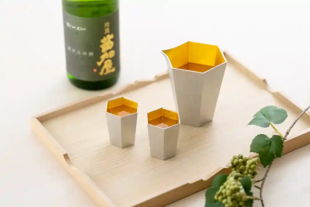 金箔六角片口盅_金箔六角純錫杯