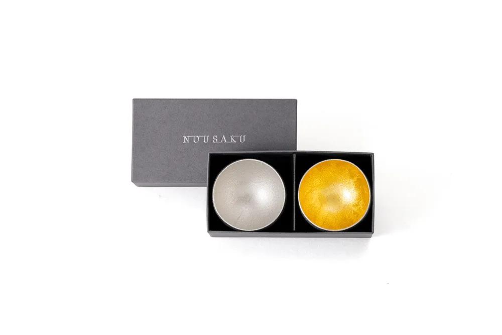 純錫・金箔小圓清酒對杯禮盒